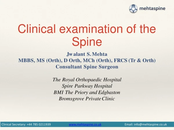 Clinical examination of the spine by Jwalant Mehta