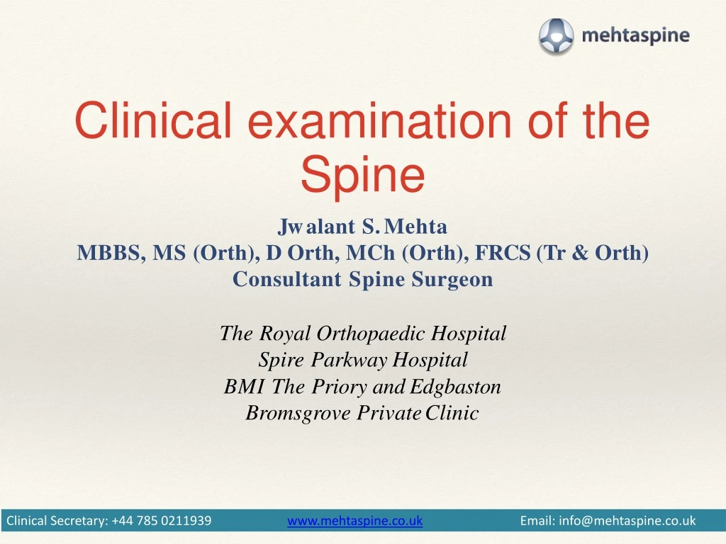clinical examination of the spine