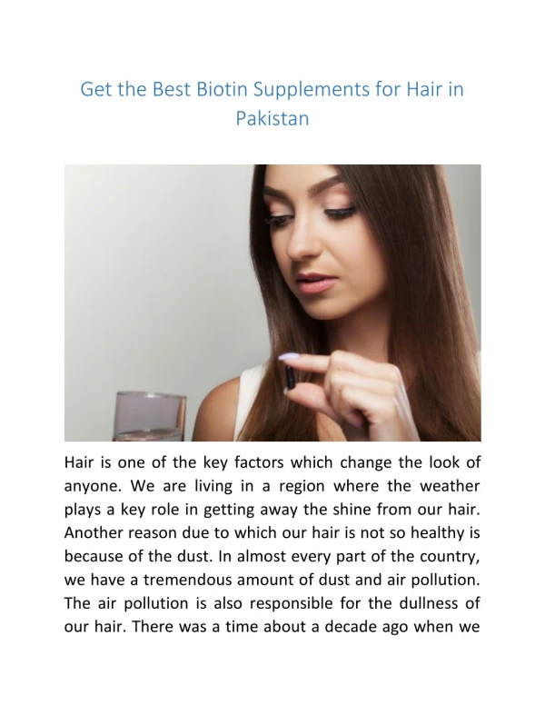 Get the Best Biotin Supplements for Hair in Pakistan