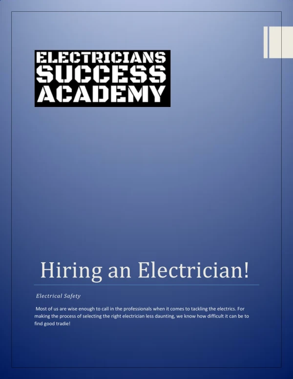 Hiring an Electrician!