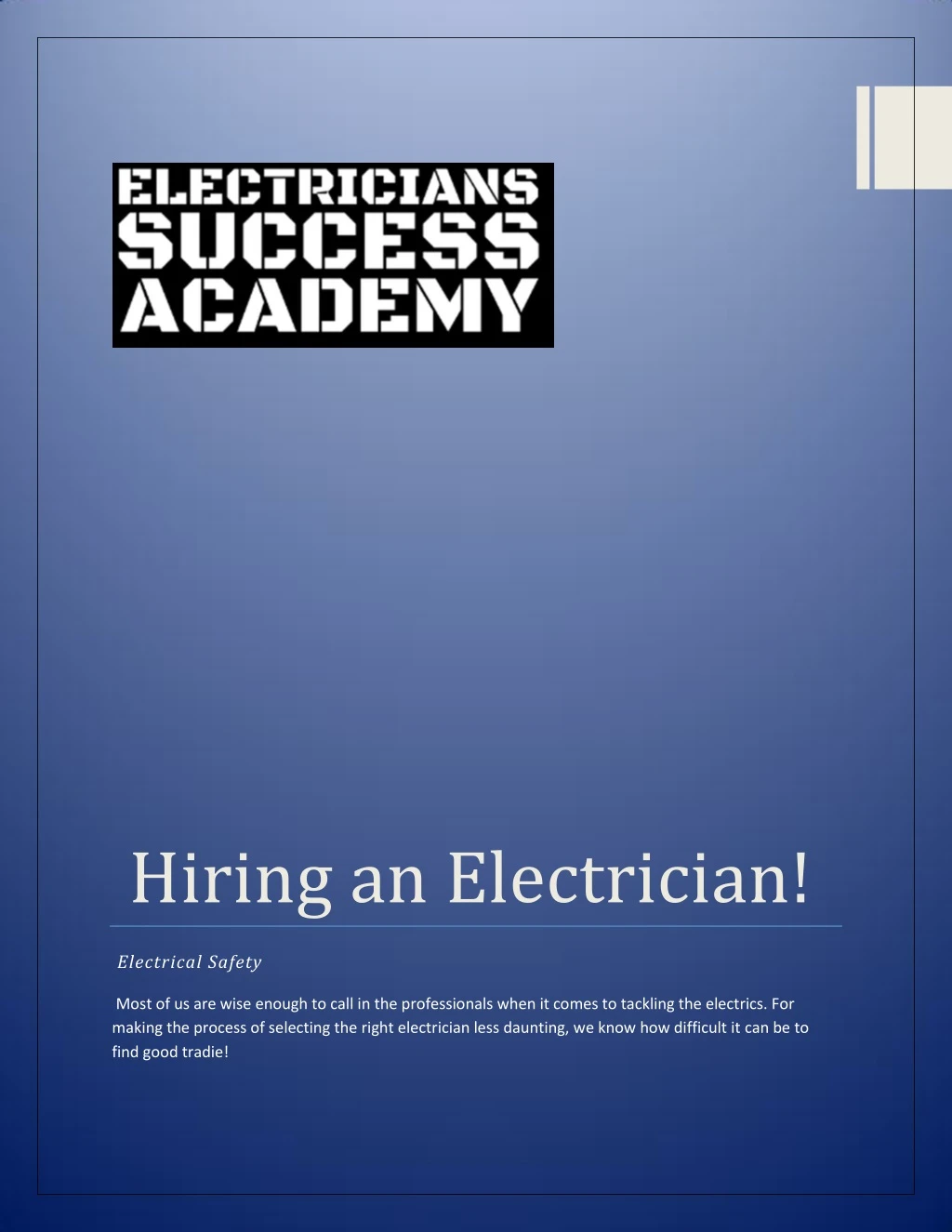 hiring an electrician