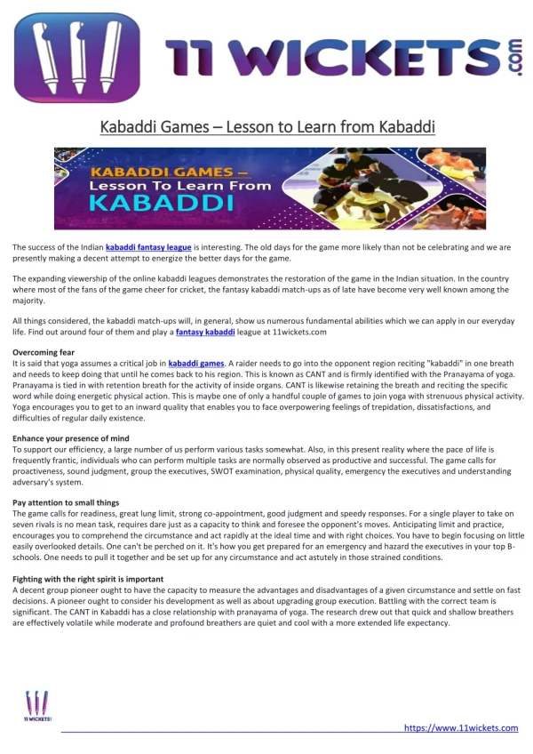 Kabaddi Games – Lesson to Learn from Kabaddi