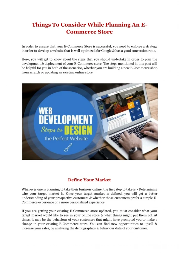 Things? ?To? ?Consider? ?While? ?Planning? ?An? ?E-Commerce? ?Store? ?