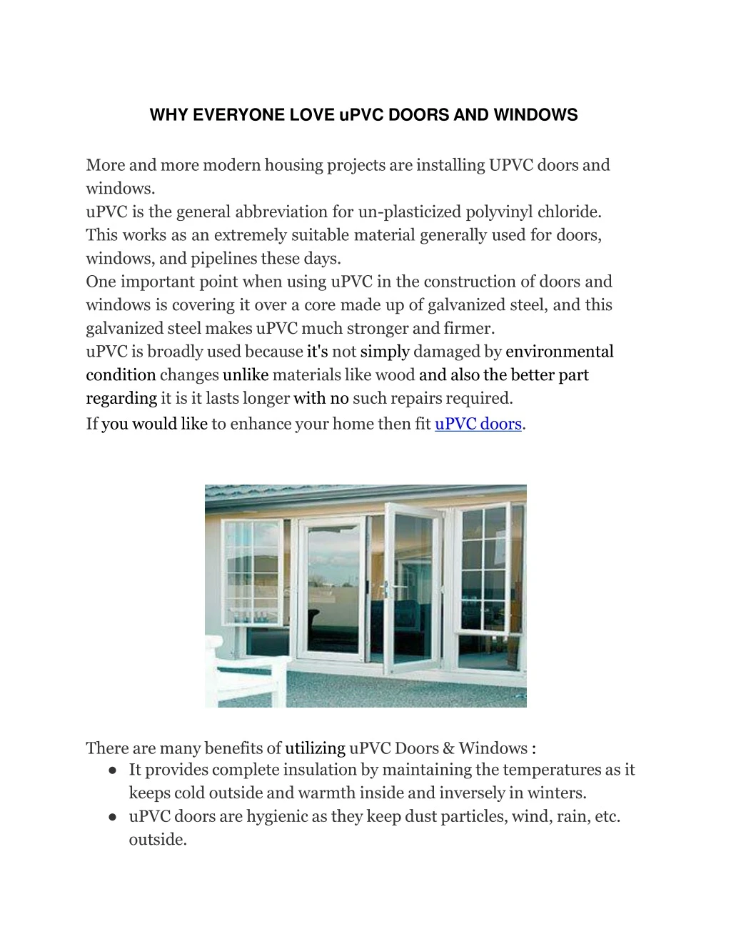 why everyone love upvc doors and windows more