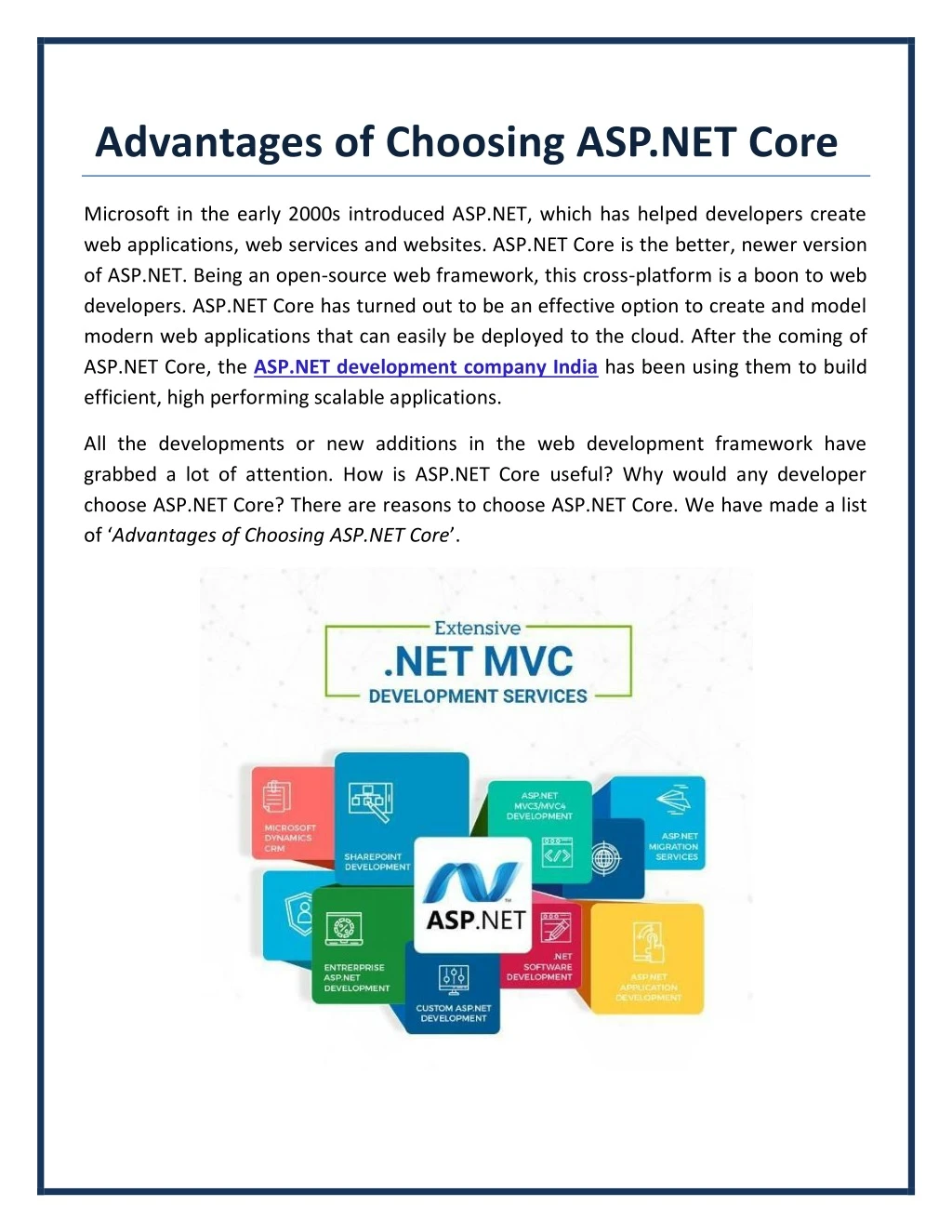 advantages of choosing asp net core