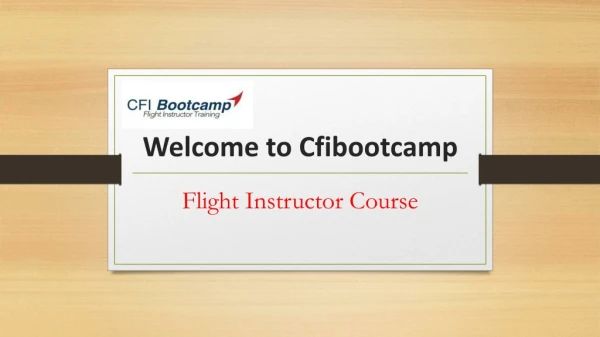 Flight Instructor Course - Cfibootcamp