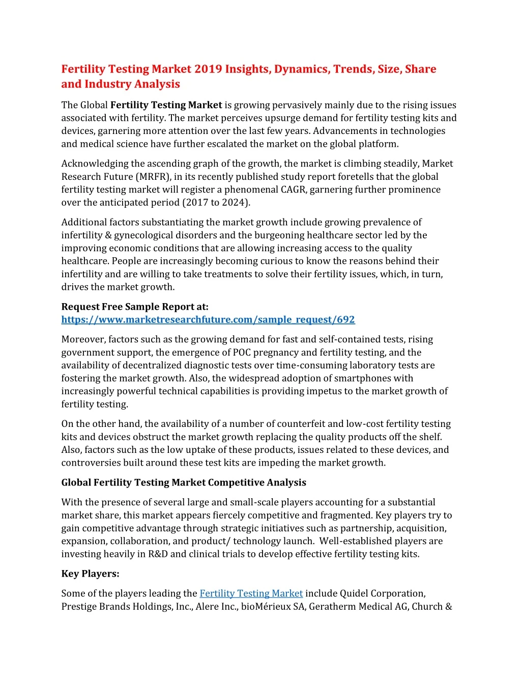 fertility testing market 2019 insights dynamics