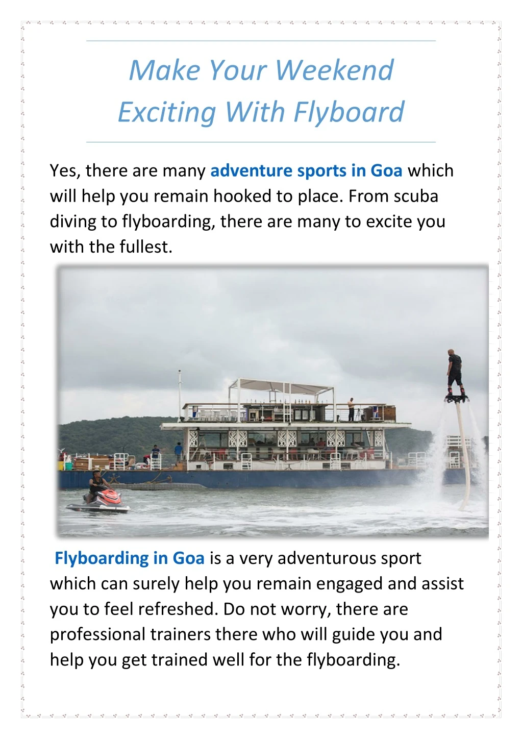 make your weekend exciting with flyboard