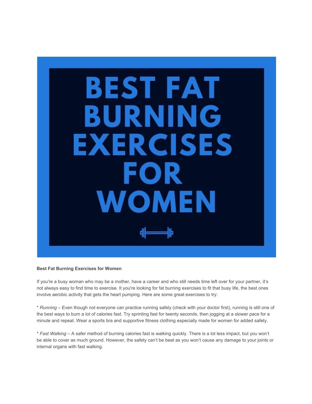 best fat burning exercises for women