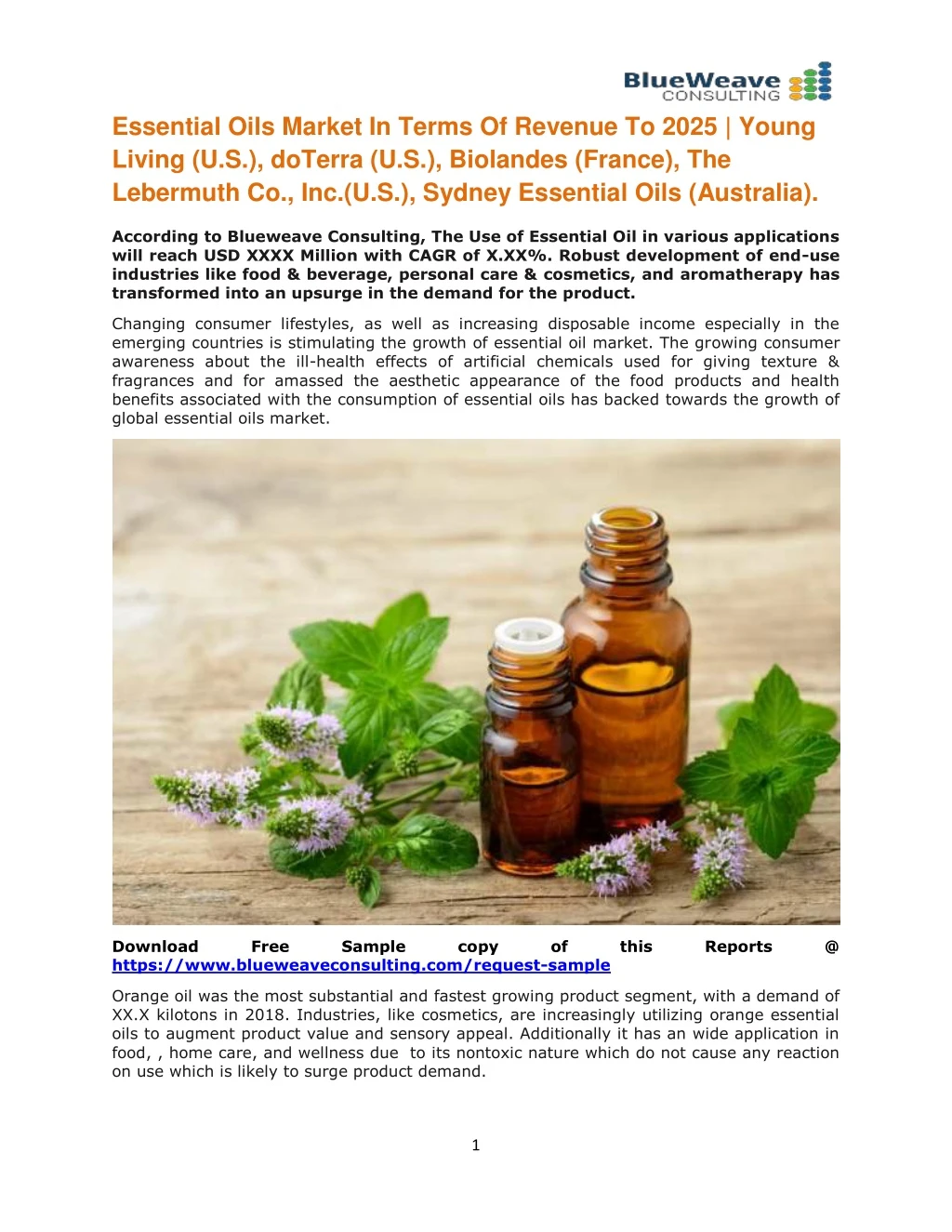 essential oils market in terms of revenue to 2025