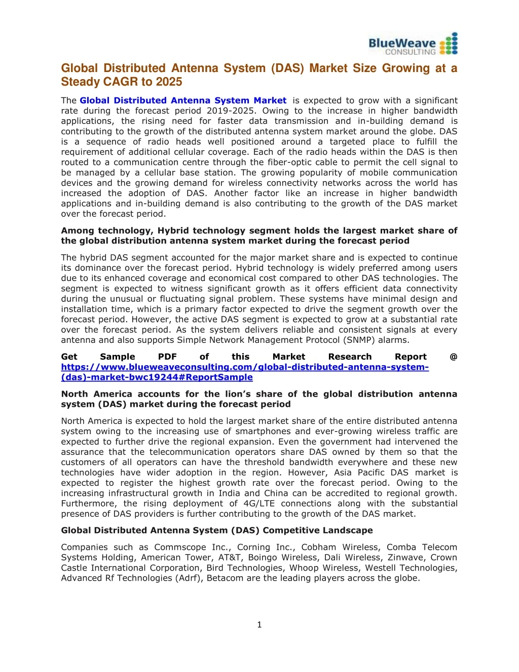 global distributed antenna system das market size