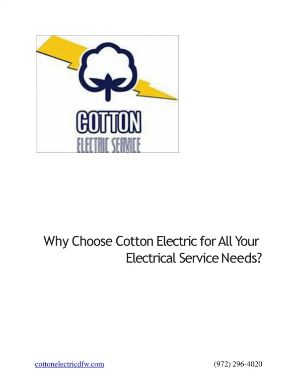 Why Choose Cotton Electric for All Your Electrical Service Needs?