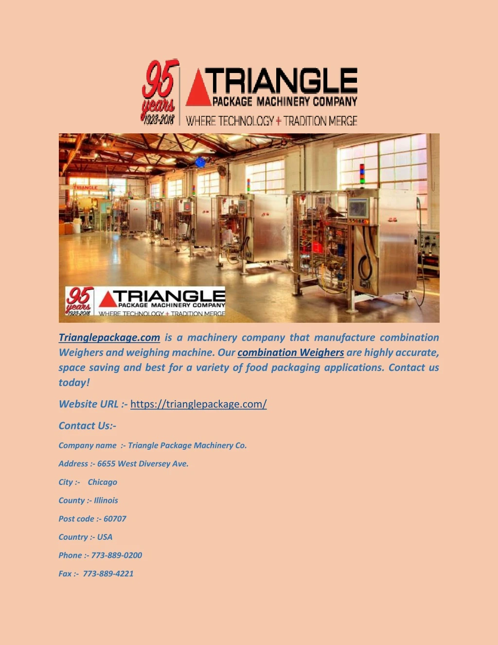 trianglepackage com is a machinery company that