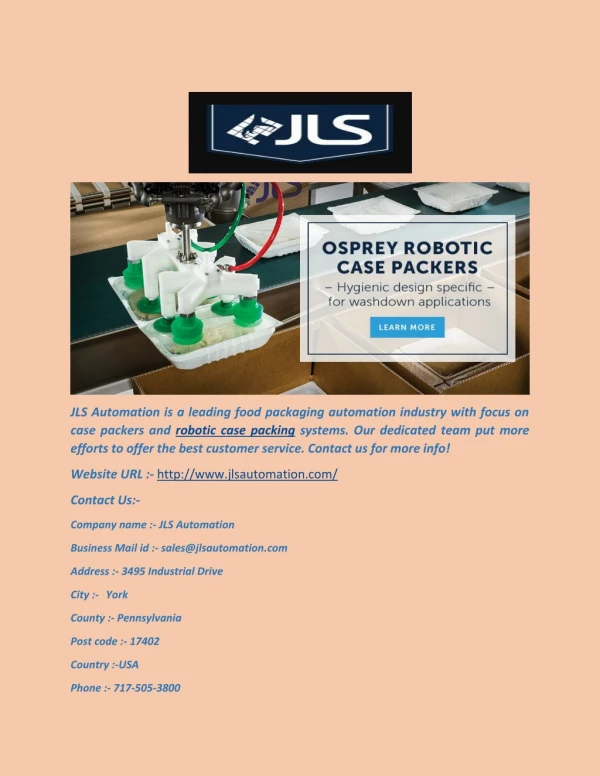 Case Packers and Robotic Case Packing Systems(jlsautomation.com)