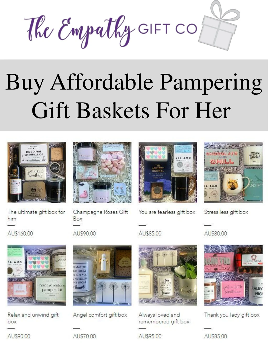 buy affordable pampering gift baskets for her