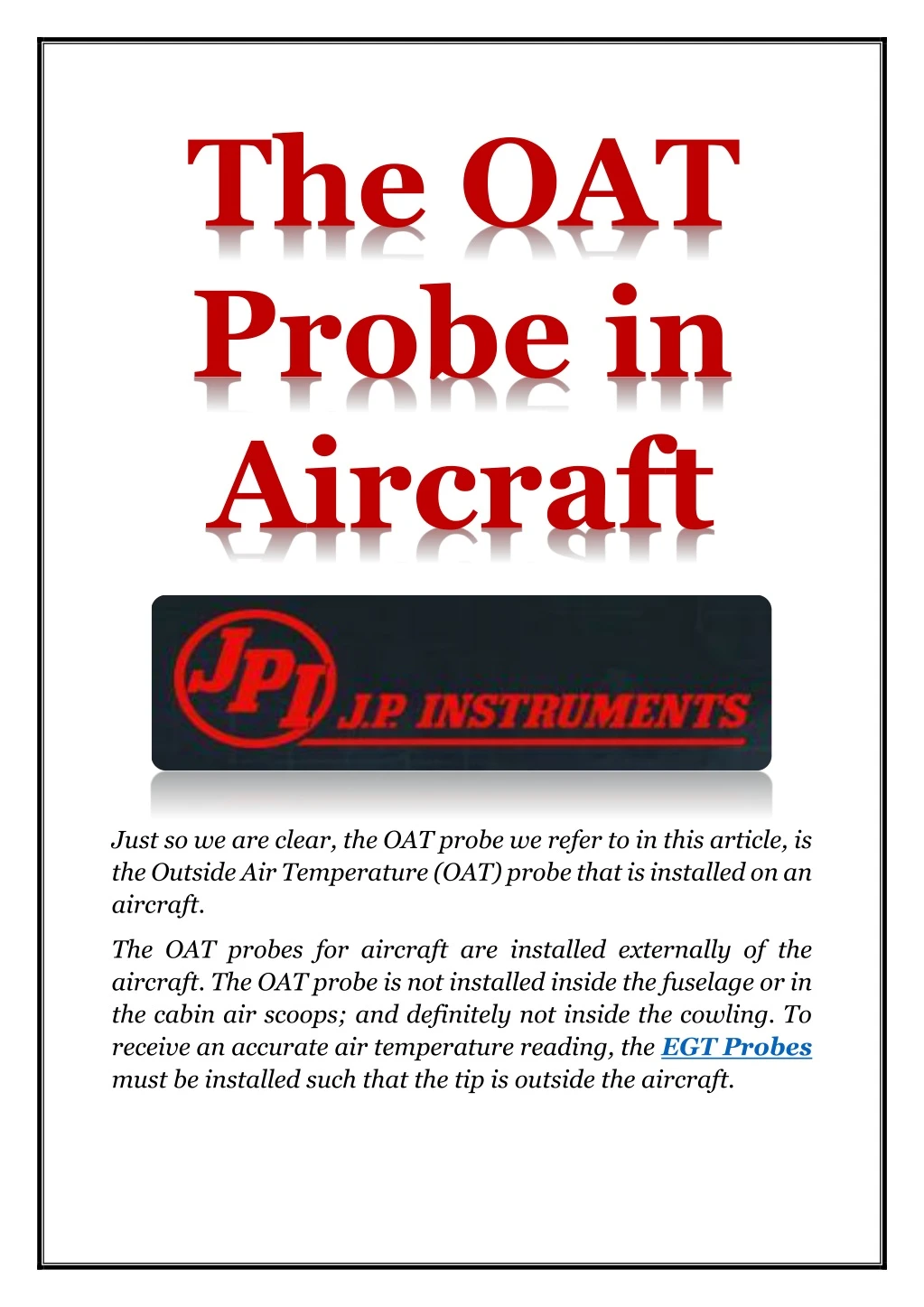 the oat probe in aircraft