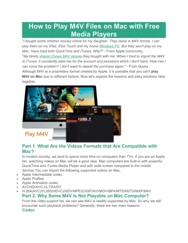 How to Play M4V Files on Mac with Free Media Players