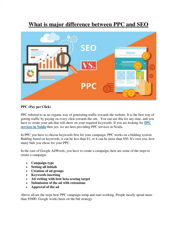 What is major difference between PPC and SEO