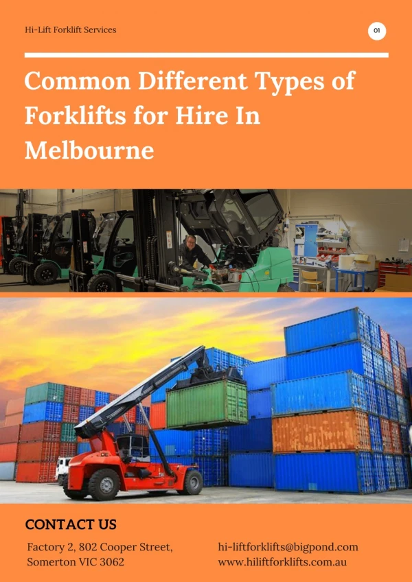 Common Different Types of Forklifts for Hire In Melbourne