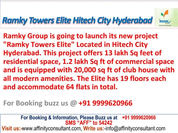Ramky Towes Elite @09999620966 Hitech City Hyderabad