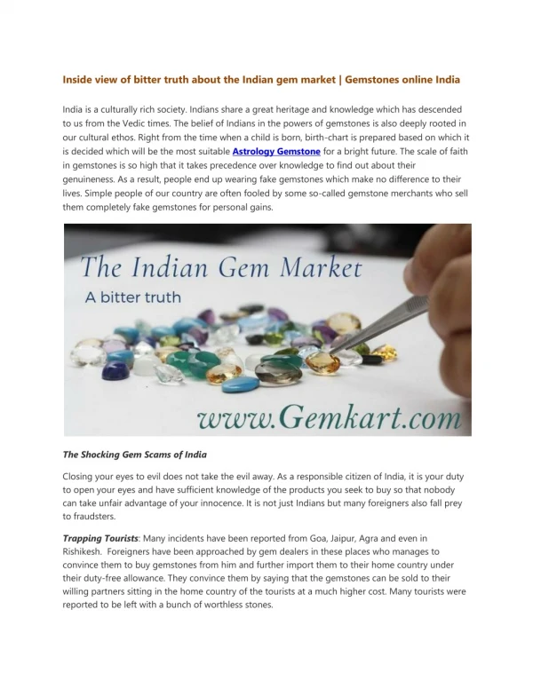 Inside view of bitter truth about the Indian gem market | Gemstones online India-Gemkart