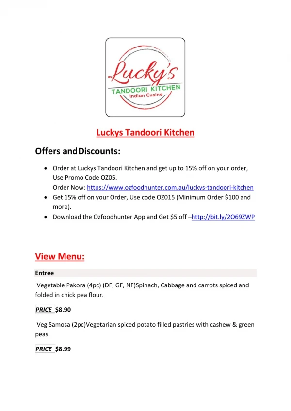 25% Off -Luckys Tandoori Kitchen-Adelaide - Order Food Online
