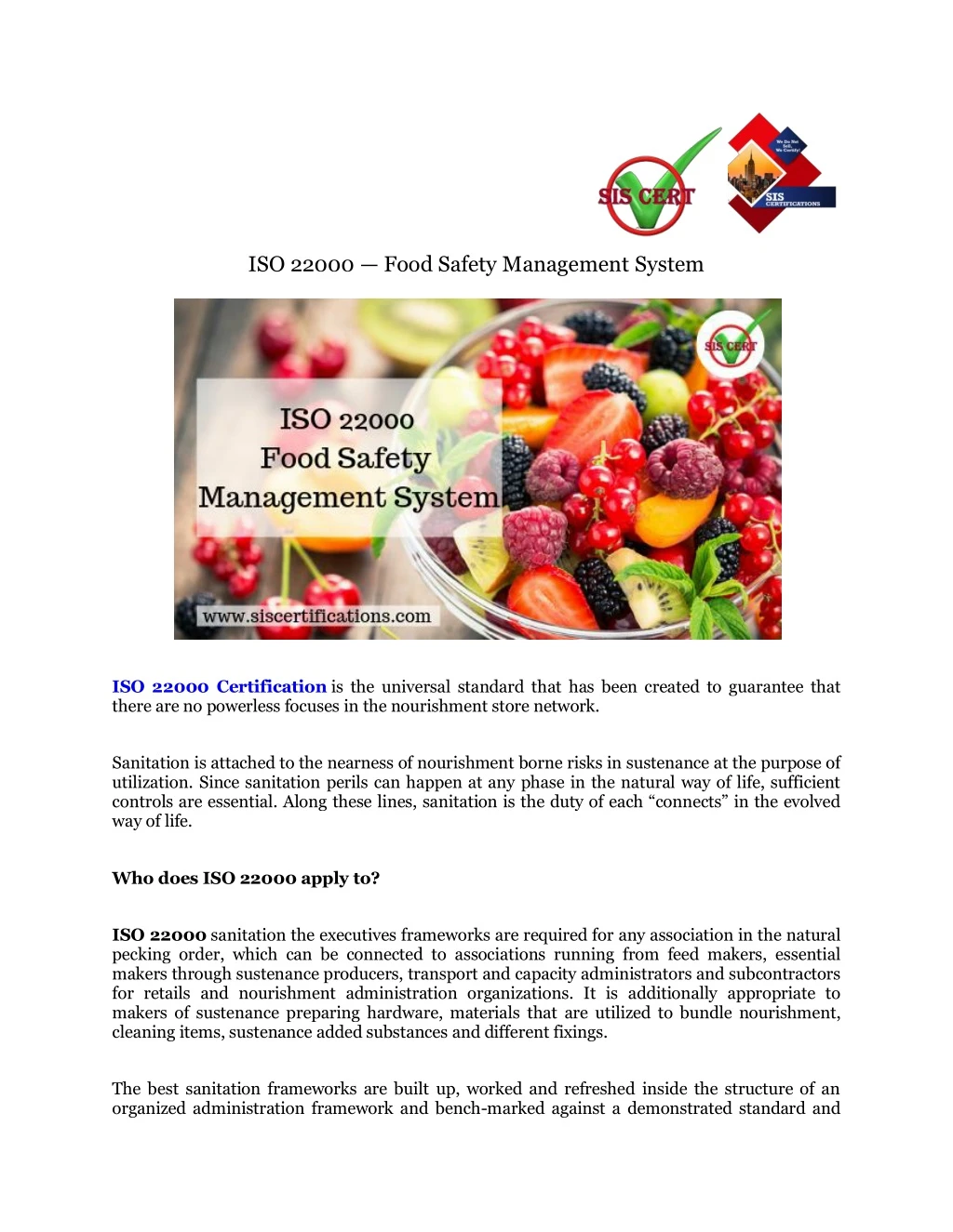 iso 22000 food safety management system
