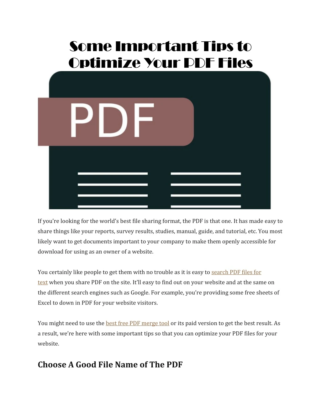 some important tips to optimize your pdf files