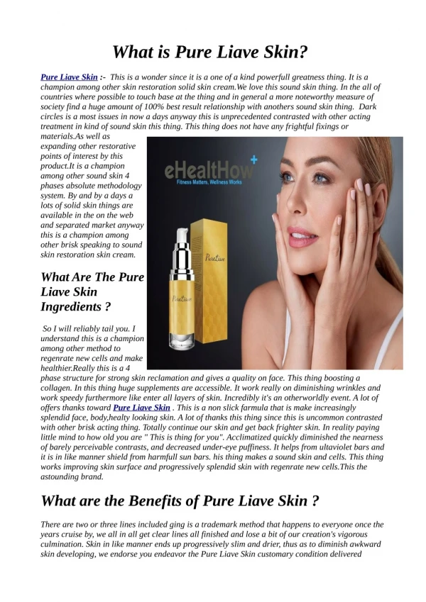 Pure Liave Skin Pure Liave Skin Reviews, Best Offers, Price & Buy ?