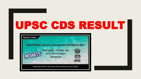 UPSC CDS Result 2019 | Check UPSC CDS (1) 2019 Exam Result Here