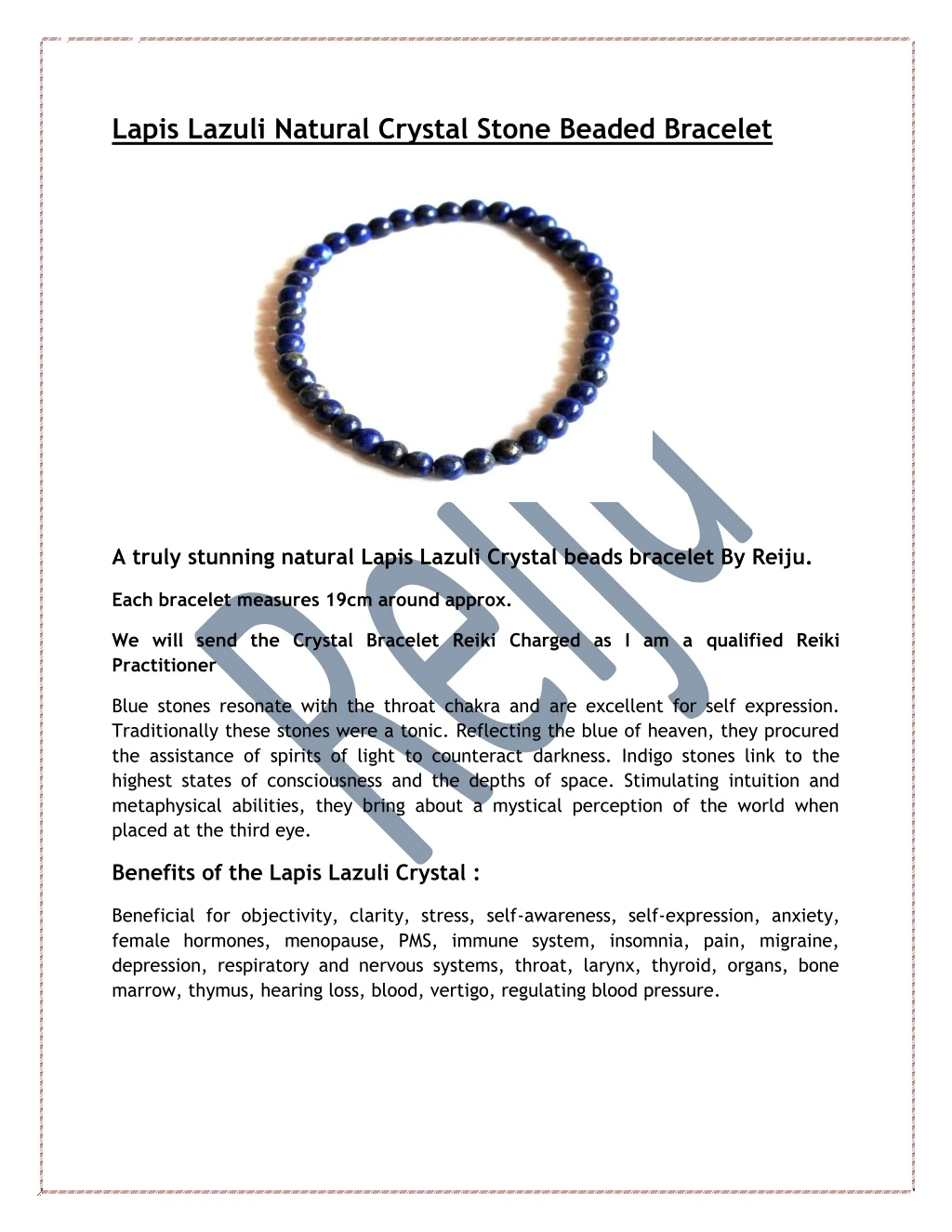 lapis lazuli natural crystal stone beaded bracelet