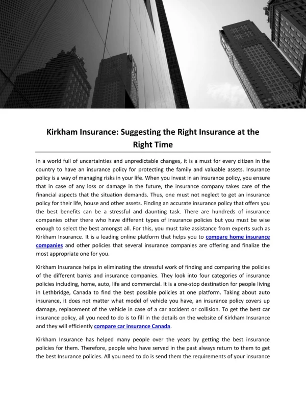 Kirkham Insurance: Suggesting the Right Insurance at the Right Time