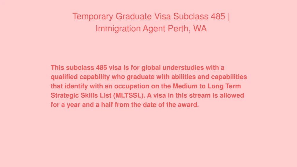 temporary graduate visa subclass 485 immigration