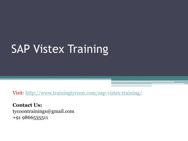 SAP VISTEX Training | Best SAP VISTEX Online Training in India - TT