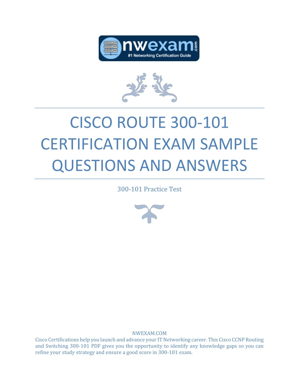 cisco route 300 101 certification exam sample