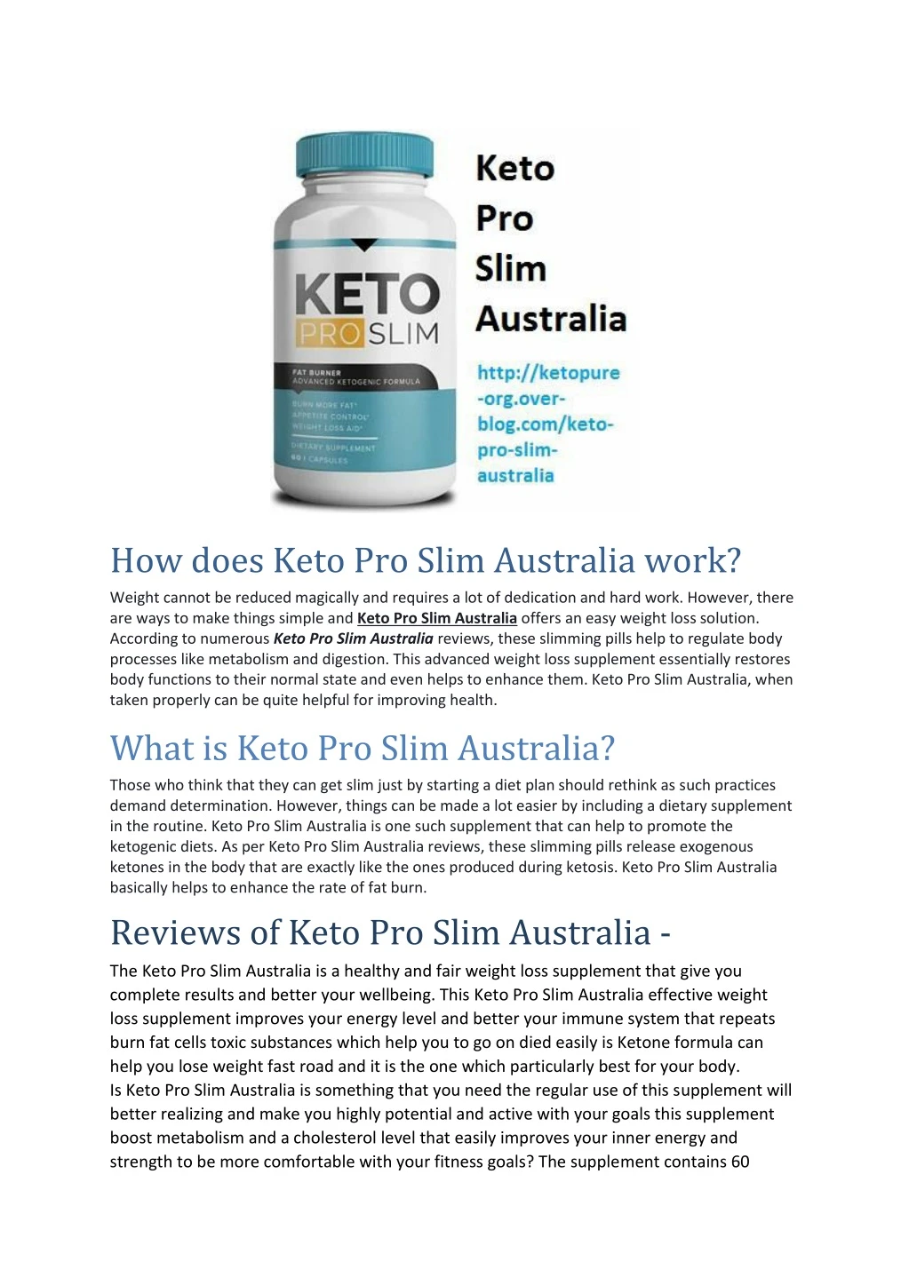 how does keto pro slim australia work