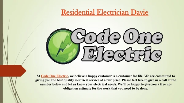 Residential Electrician Davie