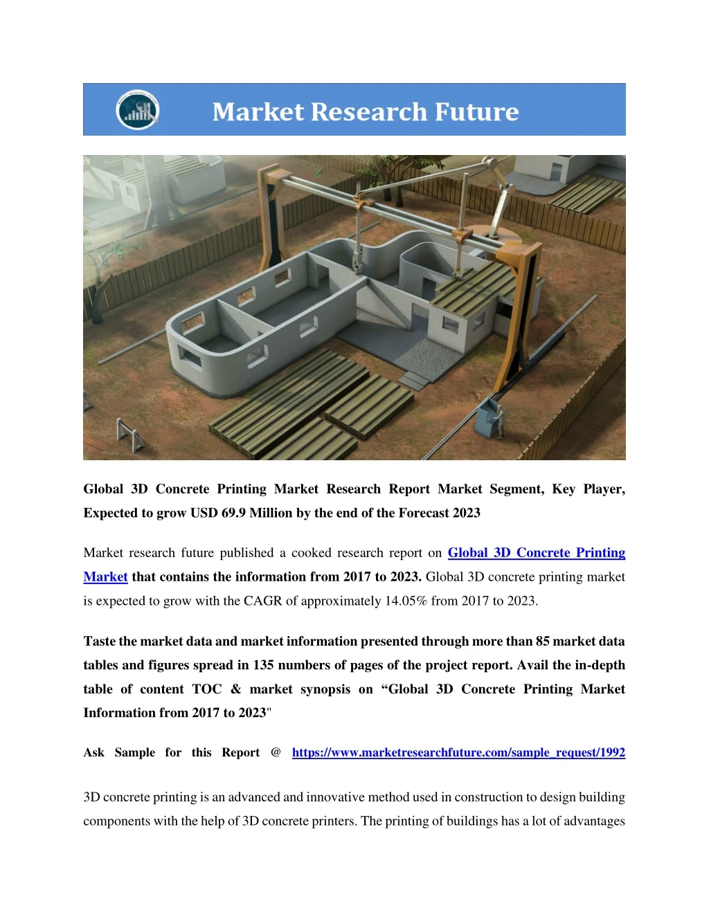 global 3d concrete printing market research