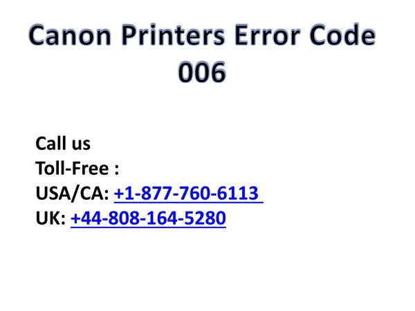 Canon Printers Error 006