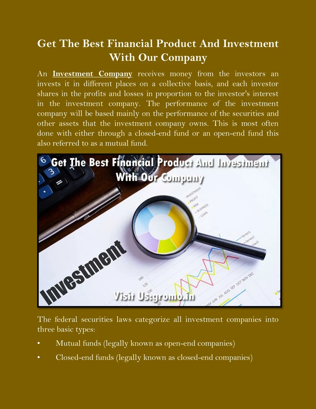 get the best financial product and investment