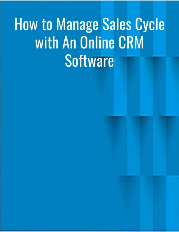 How to Manage Sales Cycle with An Online CRM Software