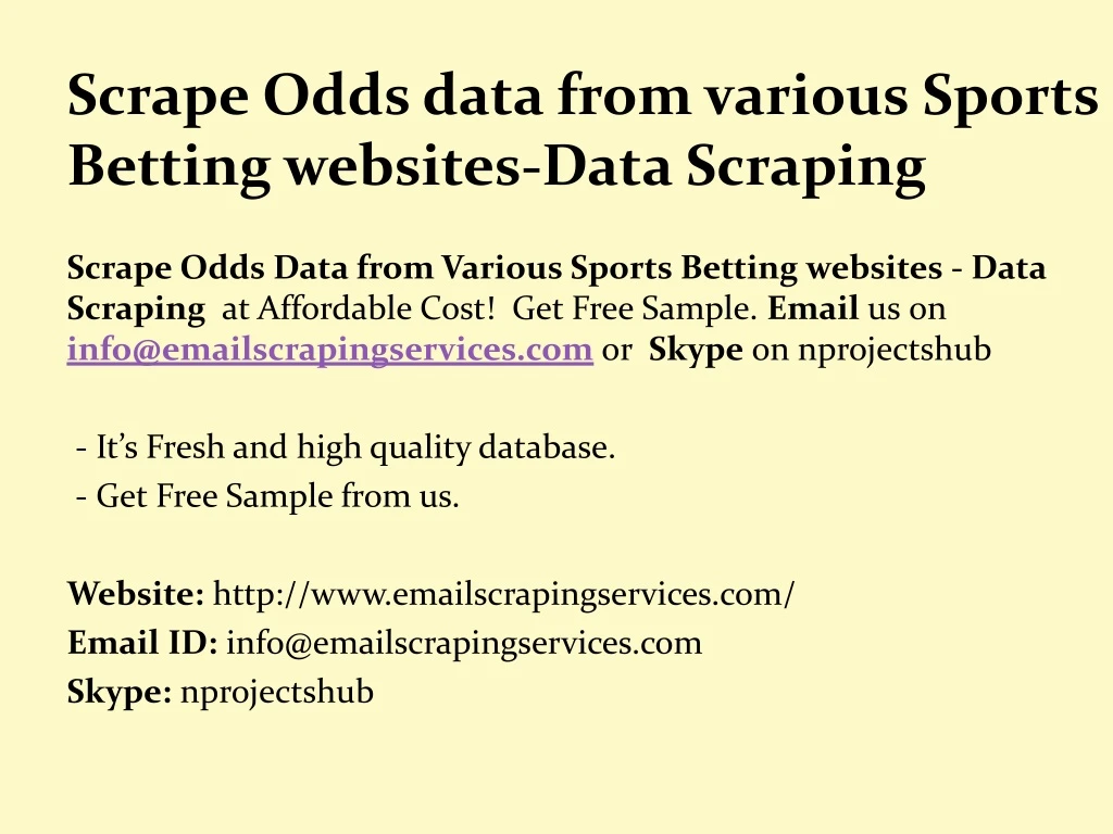 scrape odds data from various sports betting websites data scraping