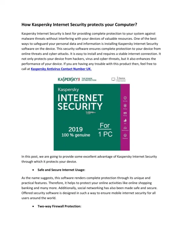 How Kaspersky Internet Security protects your Computer?