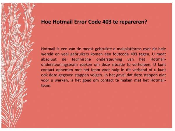 Hoe Hotmail Error Code 403 te repareren?