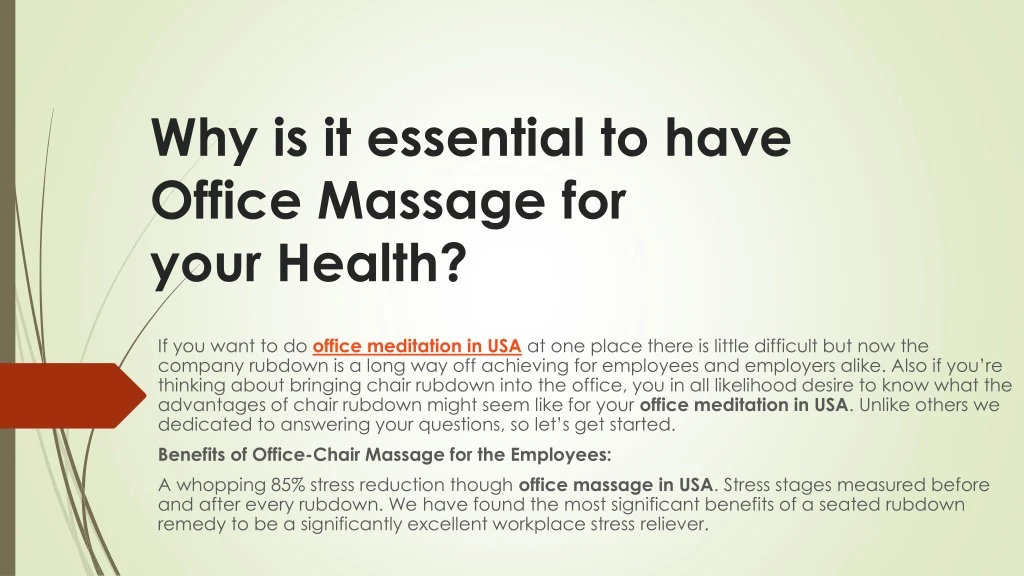 why is it essential to have office massage for your health