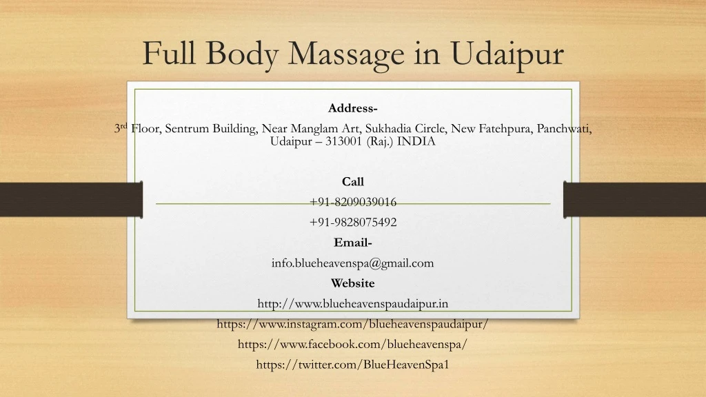 full body massage in udaipur