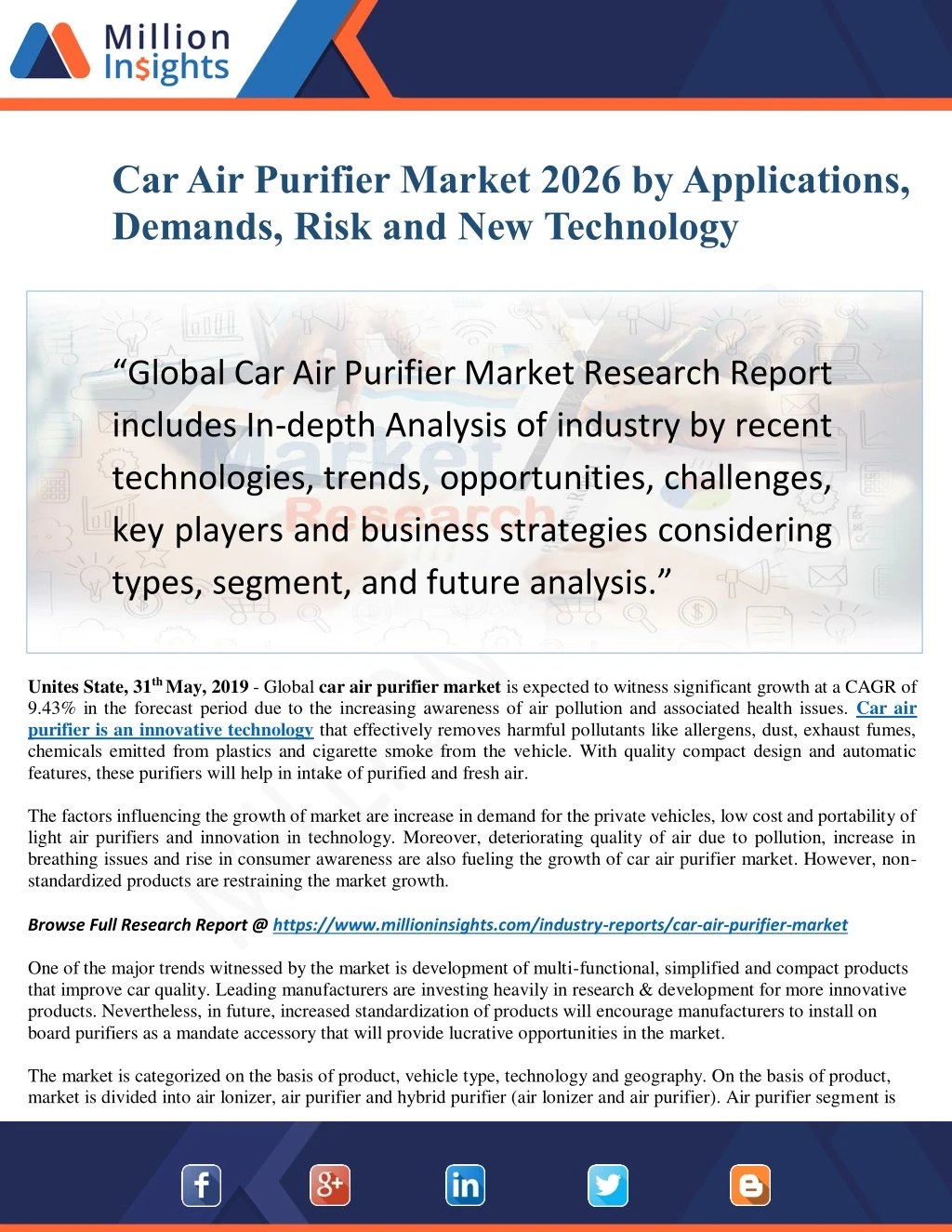 car air purifier market 2026 by applications
