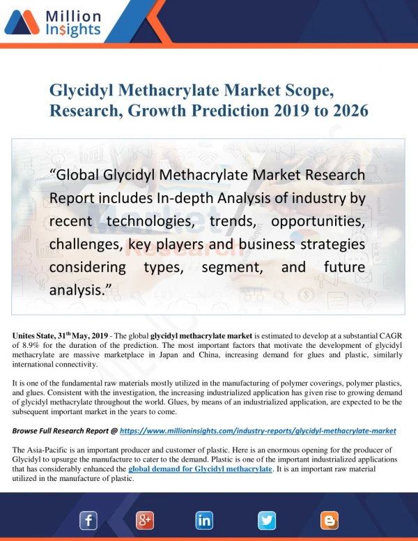 Glycidyl Methacrylate Industry Application And Outlook