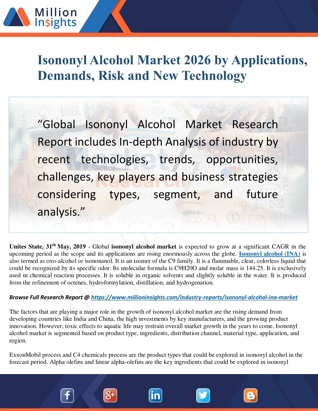 isononyl alcohol market 2026 by applications