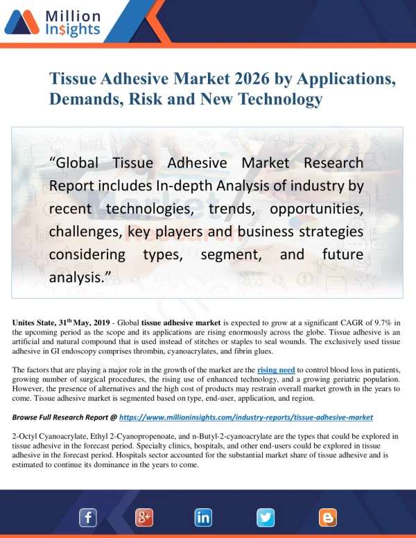 Tissue Adhesive Market Production, Consumption, Export And Import Report 2028